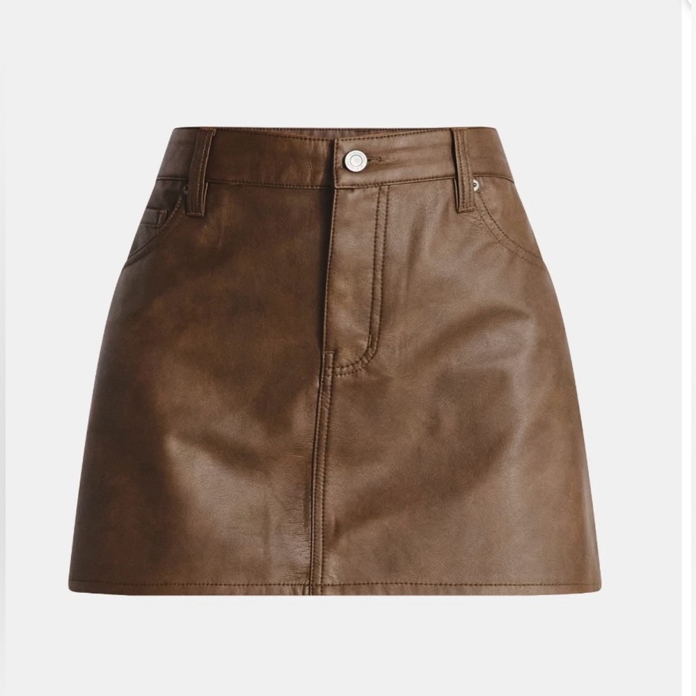 NWT No Boundaries Brown Faux Leather Mini‎ Skirt XXL A-Line High Rise Trendy